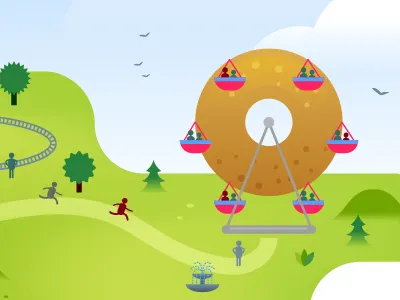 Donut wheel colorful illustration process vector