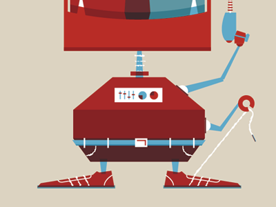 Robot WIP blue illustration present red robot xmas
