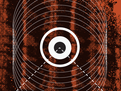 New Romantics eye halftone orange poster