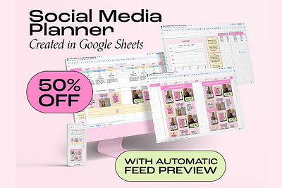 Social Media Planner - Feed Preview content calendar content creation content creator content planner google sheets instagram instagram planner planner planner template schedule social media social media calendar social media manager social media marketing social media planner