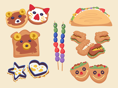 Fun Food - Bagels, Sandwiches, Burritos food illustration