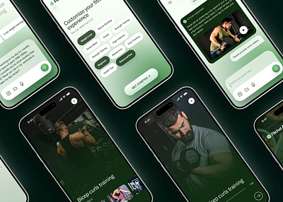 Modern AI-Powered Fitness App Design - Fitchat AI ai fitness coach android artificial intelligence fitness fitness app fitness center fitness club fitness coach fitness tracker fitness trainer app fitness ui gym gym app ios jogging app minimal mobile ui workout workout app