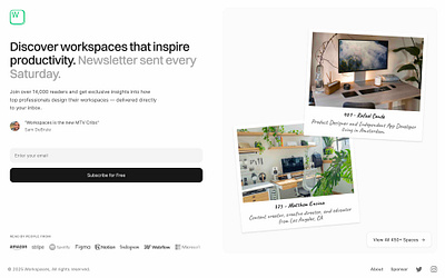 Workspaces — Newsletter sign up web web design website design