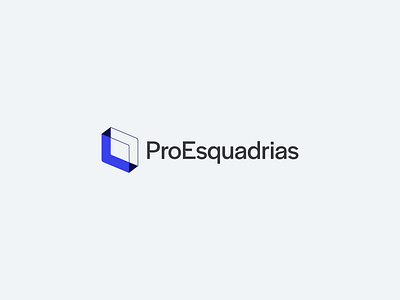 Logo ProEsquadrias blue branding glass graphic design icon isometric logo logomark sans serif symbol