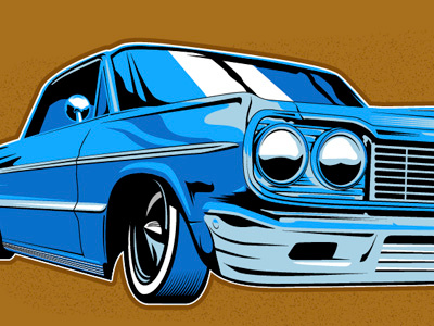 Impala blue car classic impala metal old school vector