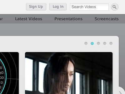Light Header buttons navigation oblik search teal thumbnails