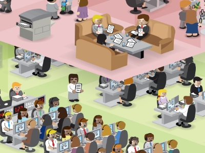 Kaplan Financial brochure character corporate illustration
