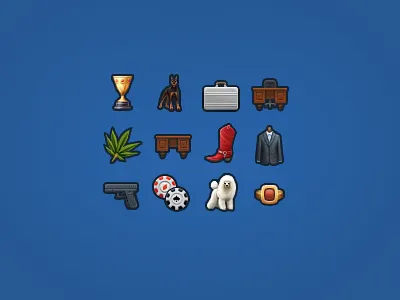 Small Icons boot cannabis case chip dog fb game glock icon table сoat