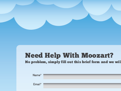 Moozart blue form gradient layers opacity sky typography website