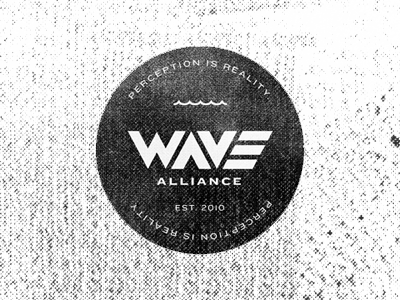 WAVE black logo seal texture typography