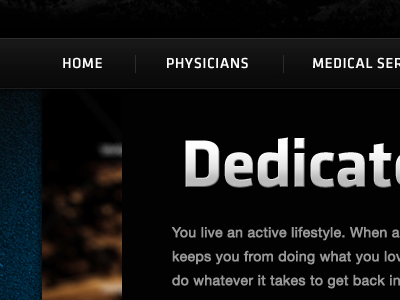 Cornerstone Orthopaedics black concrete dark klavika lighting medical sleek texture