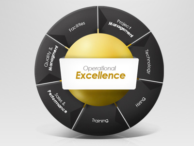 Operational Excellence Wheel black chart gold grey