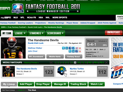 ESPN Fantasy Concept concept design espn fantasy rough idea sports website