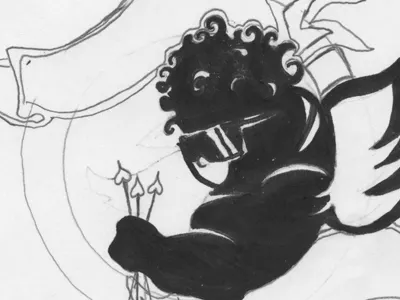 Fierce Cherub black cupid event heart ink logo pencil sketch