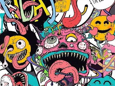 Freaky Faces & Twisted Creatures: Nontrend Favorites 🖤👁️ alternativestyle art colorful creatures doodle drawing freaky funny graphic design graphicdesign grotesque illustration monsterart weird