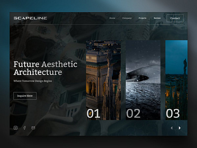 Architect Hero Section Web Design branding design figma framer grid illustration landing page portfolio ui web design