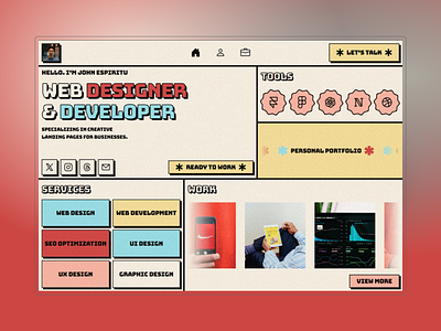 Retro Portfolio Web Design Website branding design figma framer grid illustration landing page portfolio ui web design