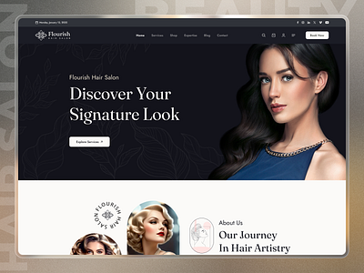 Flourish || Hair Salon Website 💇‍♀️💇‍♂️✂️ barber barbershop design hair hair salon website home page landing page minimal website stylist ui ui design ux web design website website design