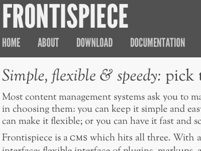 Frontispiece cms frontispiece gray grey open source software web