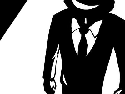 Fedora Guy 2 black fedora hat man monochrome noir suit tie white