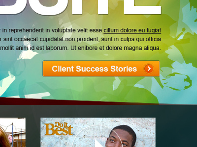 Client Success Stories button colorful large type orange website