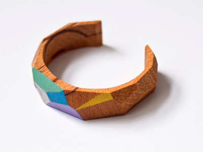 Bracelet color design faceted geometric product wood