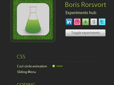 Experiments hub portfolio Preview css3 git html5 hub icon lab portfolio rep