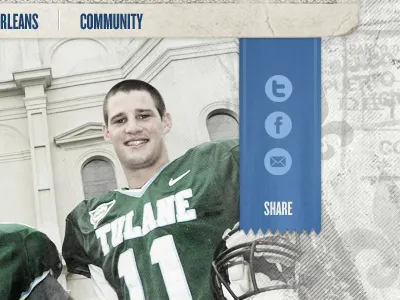 Share Drop-down athletics bookmark icon social media sports texture tulane university website