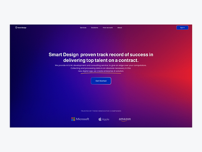 Gradient background with Mouse pointer animation web page ux ui design