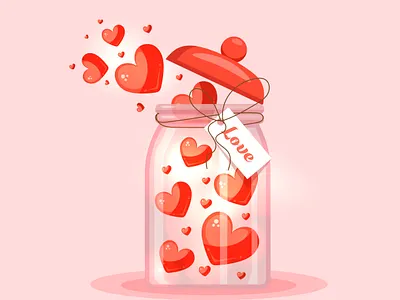 Jar or container with hearts inside art branding decoration design graphic design hearts illustration love modern print trend ui