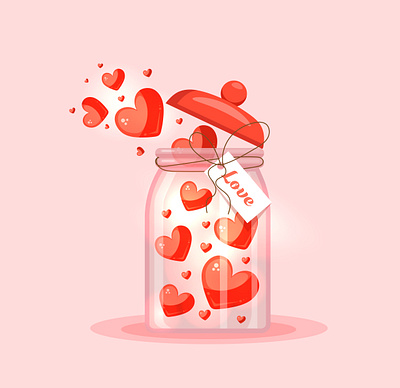 Jar or container with hearts inside art branding decoration design graphic design hearts illustration love modern print trend ui