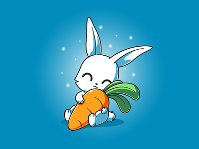 Flat Cartoon Bunny Hugging a Carrot – Adorable Vector Art 🐰 animalillustration branding bunny carrot cartoon cute cuteanimals design graphic design illustration logo vector