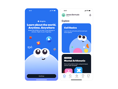 Brightly: Interactive Learning App app design app screen art branding character graphic design graphics illustration product design splash screen ui ux