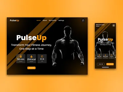 PulseUp – Fitness App app fitness fitness app fitness ui fitness website gym health landing page landscape website workout