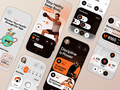 Healthy Habits - App Design aerobic android app cardio clean dark mode design fitness gym ios mobile sport ui ux workout yoga