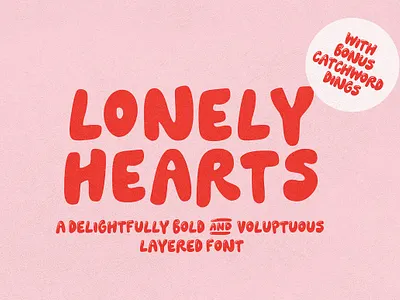 Lonely Hearts Layered Font all caps balloon balloon font bold bubble bubble font casual children comic comical fat funny glossy greeting card kids layered lonely hearts layered font party playful shine