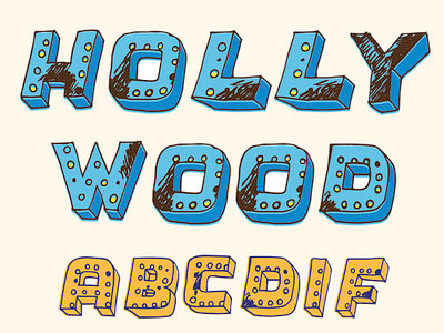 Hollywood Marquee Font 3d hand drawn