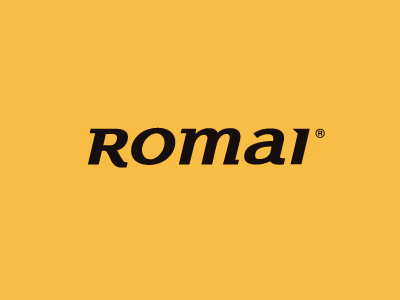 Romai Logotype black logo logotype slab sport yellow