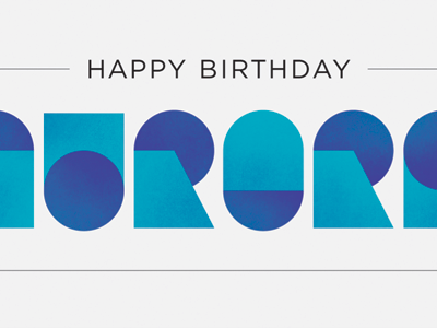 Aurora birthday blue geometry happy lettering typography