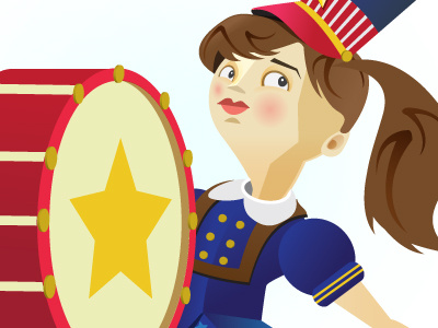 Drummer Girl 4th of july blue girl illustration red vector