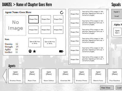 Squad Management Wireframe game menu sketch ui wireframes wireframing