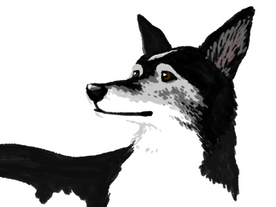 Woof in Black & White dog illustration