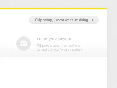 Setup process grey helvetica neue liveforfame yellow