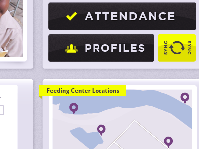 Feeding Center admin africa buttons map nonprofit yellow
