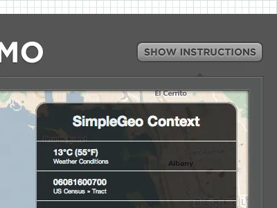 Show Instructions context demo product page simplegeo