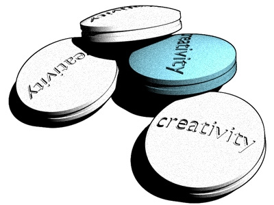 Pills 3d blue creativity pills white
