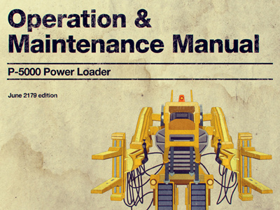 Power Loader operator manual alien aliens book film machines robots sci fi vector yellow