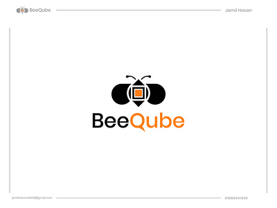 BeeQube Logo Design bee bee logo beeqube logo design branding design graphic design illustration letter logo logo logo design logo designer minimal logo qube qube logo text logo