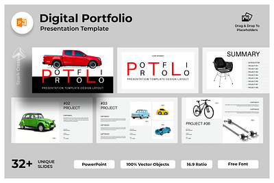 Digital Portfolio Presentation Template agency architecture brand strategy business catalog catalogue clean creative graphic design illustration interior minimal photography pitch deck portfolio powerpoint pptx presentation simple ui