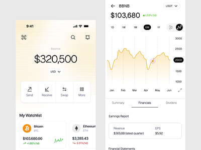 Crypto App - Send/Receive & Swap your coins blockchain app crypto app crypto app design crypto app inspiration finance tracker app financial app graphs design landing design web3 mobile design ui uiux ux wallet app wallet app design web3 crypto web3 app ux